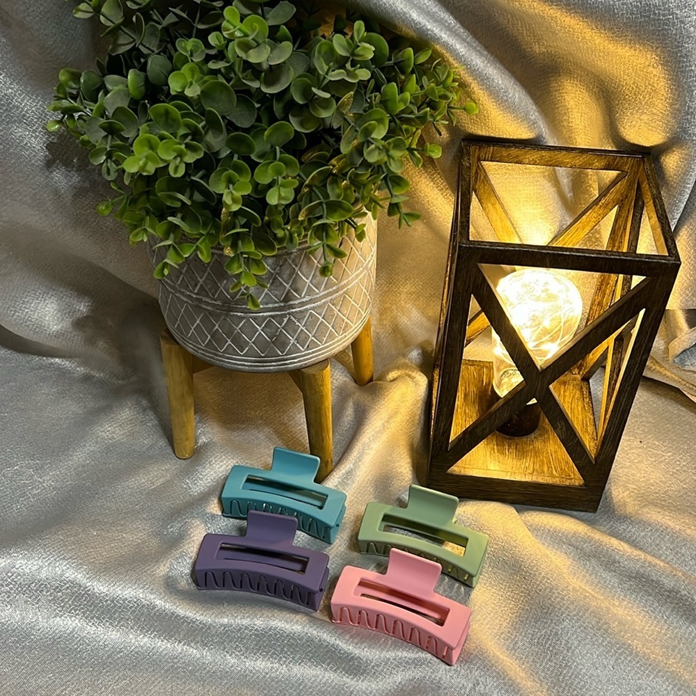 4pcs Rectangle Hair Claw Matte Purple Pink Green Blue